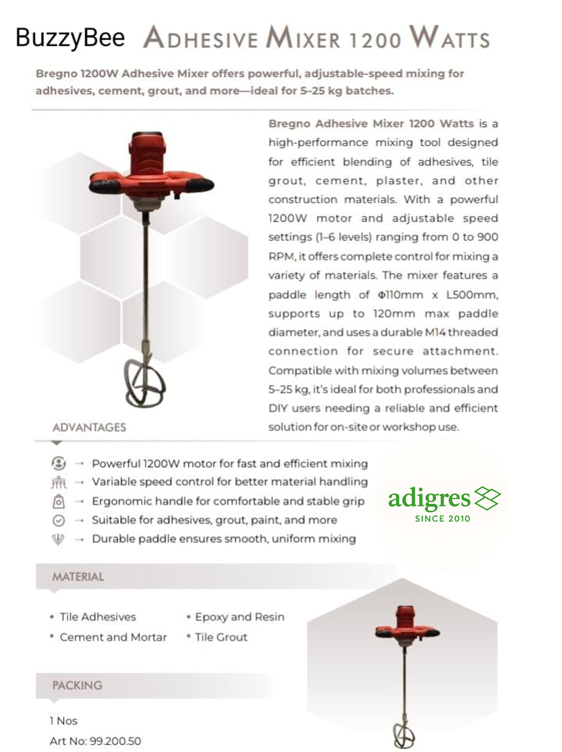 ADHESIVE MIXER 1200 WATTS